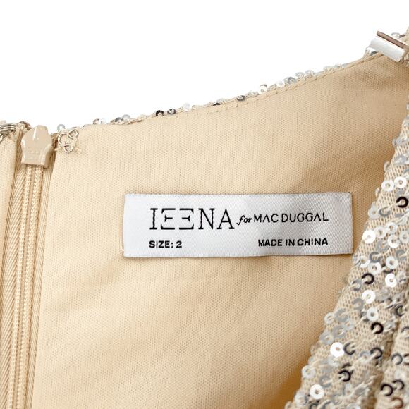 MAC DUGGAL Dress Size 2 Evening Gown Sequin NEW Cream V Neck Wrap - Picture 4 of 8